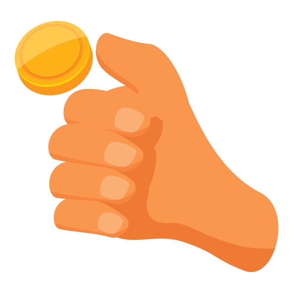 Hand flipping golden coin for decision making vector