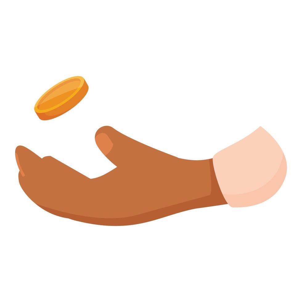 Hand flipping a coin making a decision vector