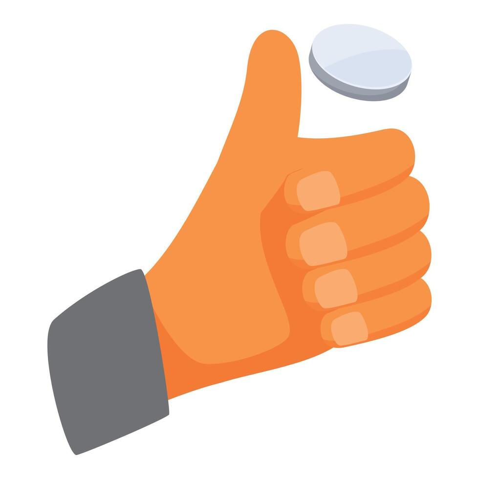 Businessman hand showing thumbs up gesture flipping coin vector