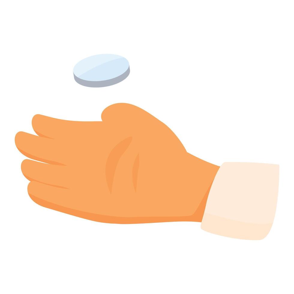 Hand is flipping a coin to make a decision vector