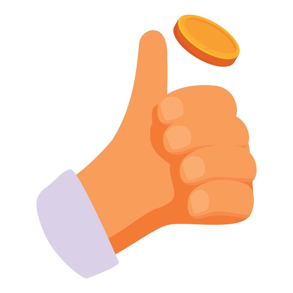 Businessman showing thumbs up sign flipping golden coin vector