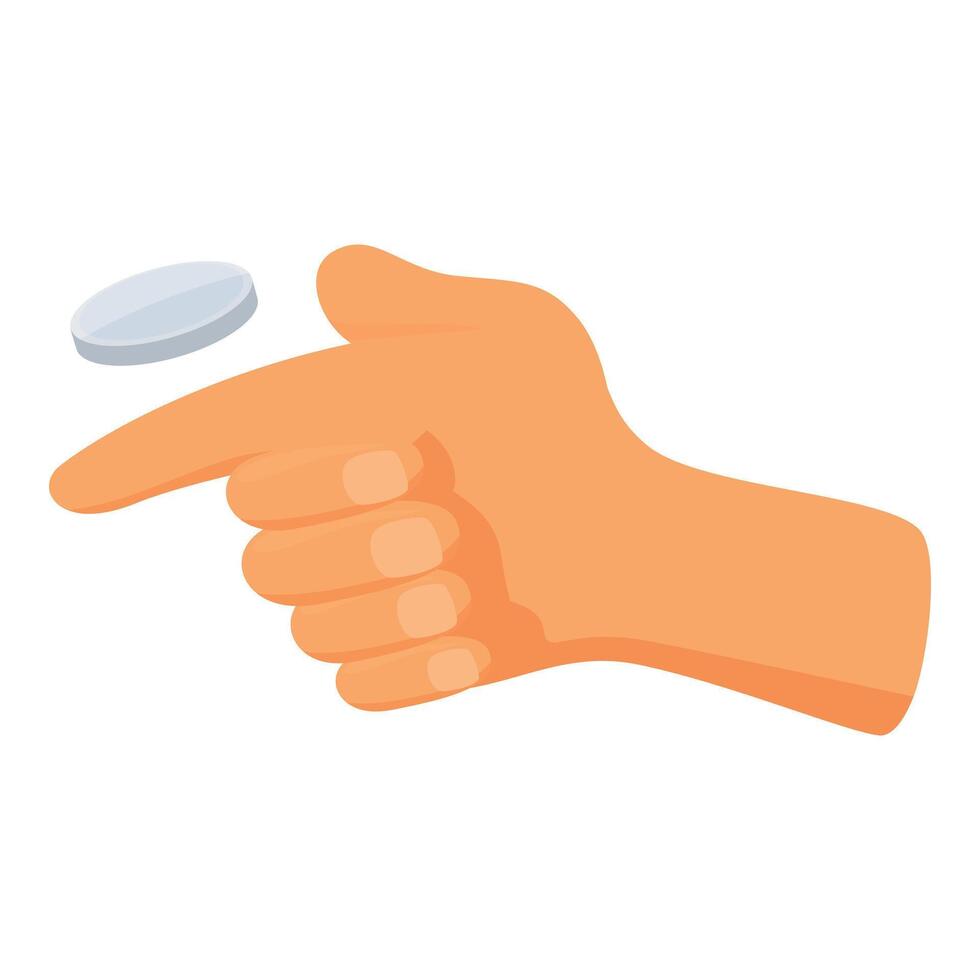 Hand flipping coin making decision concept vector