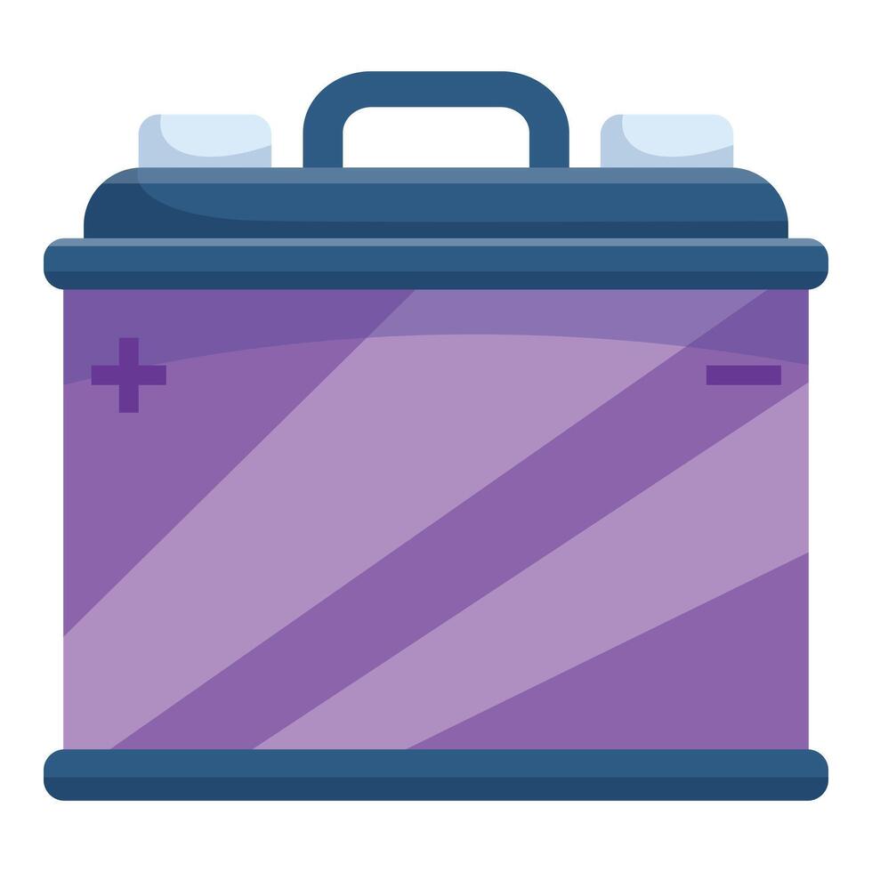 Purple car battery providing electrical power for vehicle vector