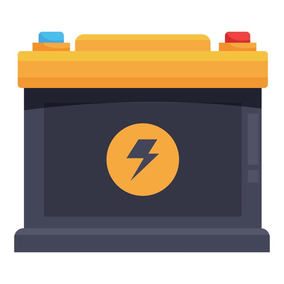 Car battery providing electrical power for starting engine vector