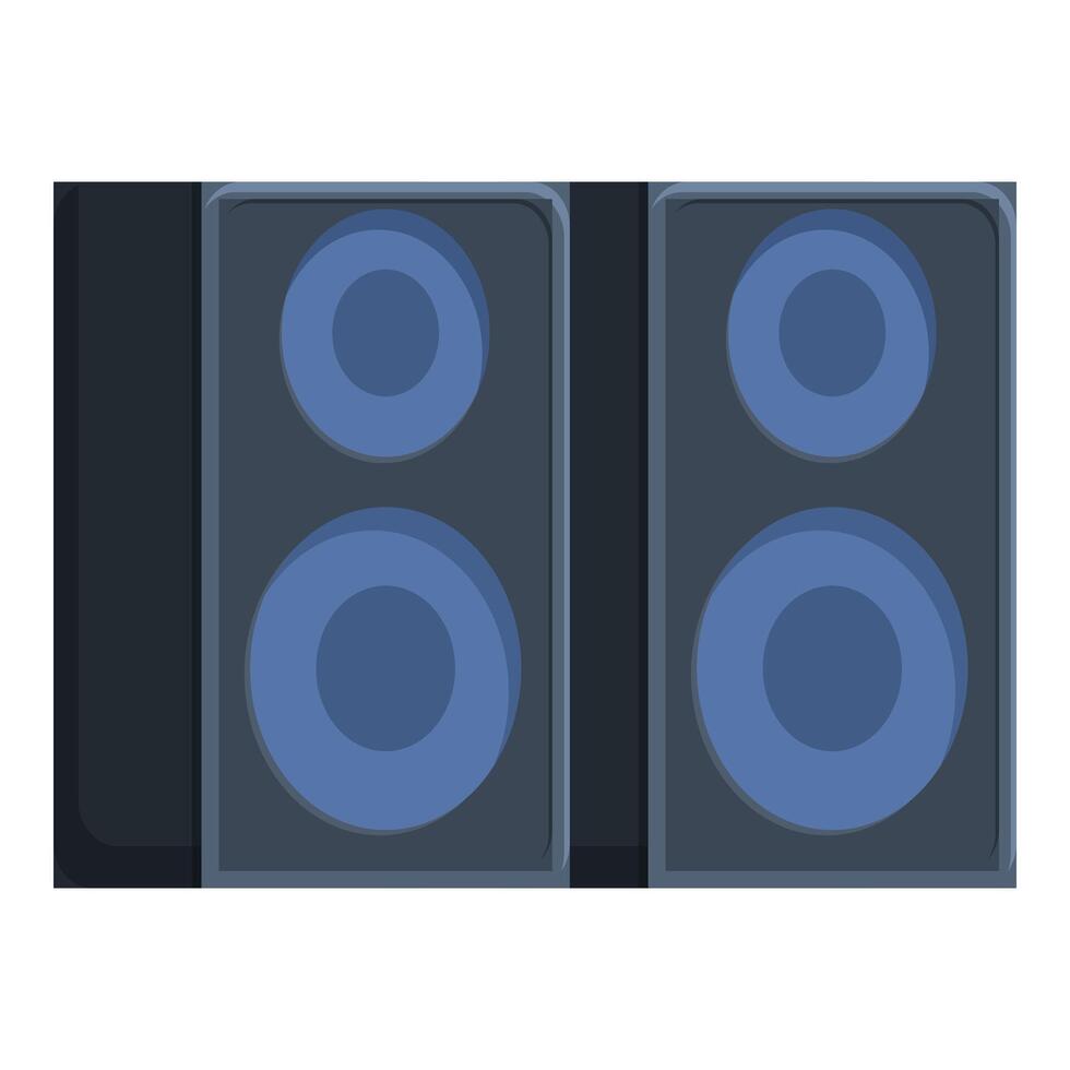 Two big black loudspeakers standing together playing music vector