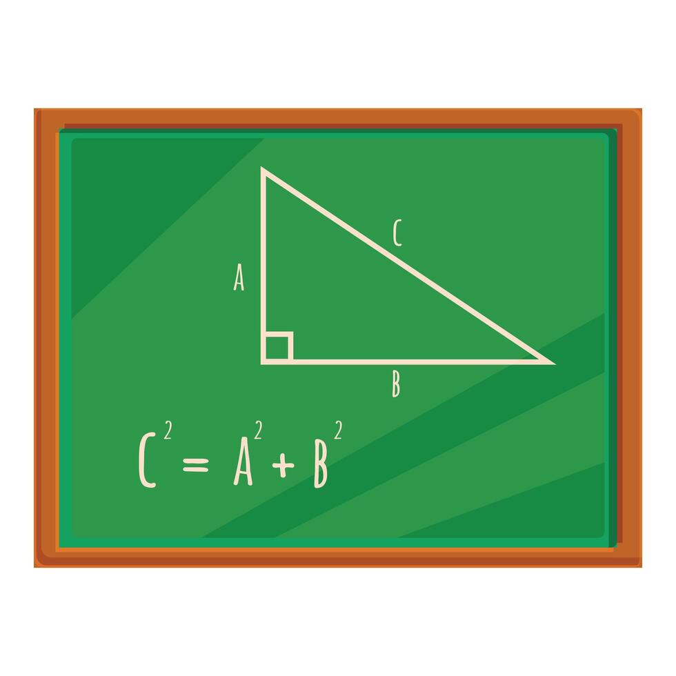 Green chalkboard showing pythagorean theorem vector