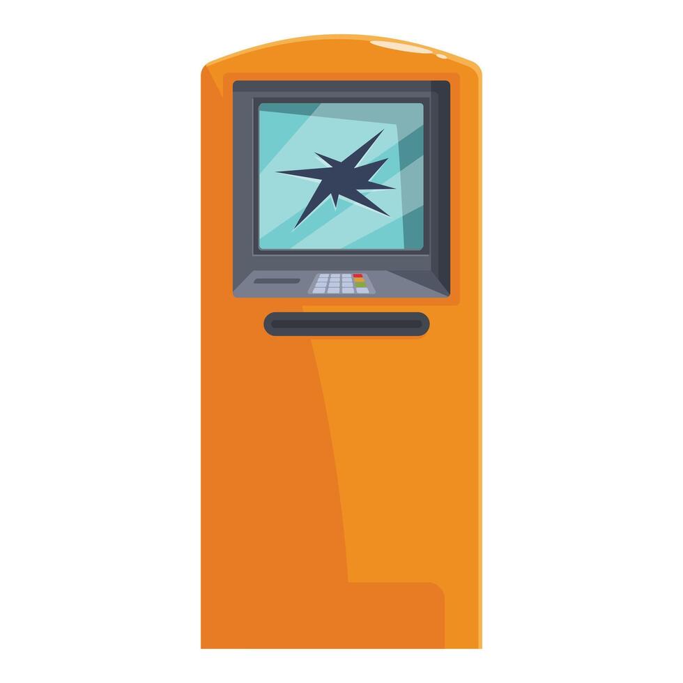 Broken atm showing withdraw cash problem vector