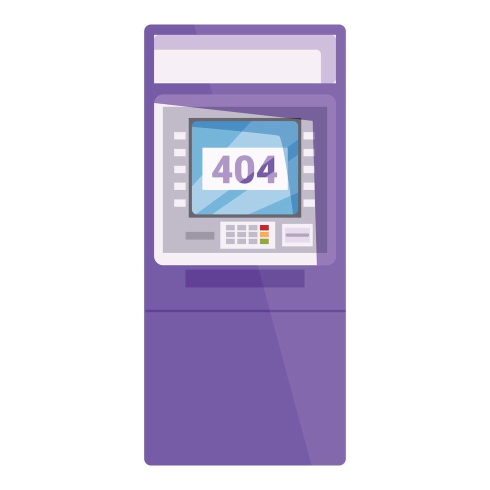 Atm machine showing 404 error code on screen vector