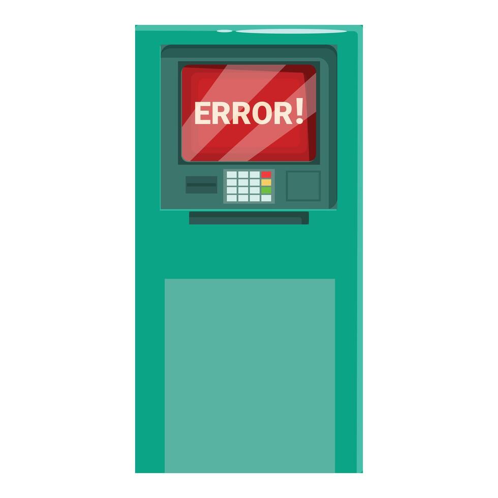 Green atm showing error message on the screen vector