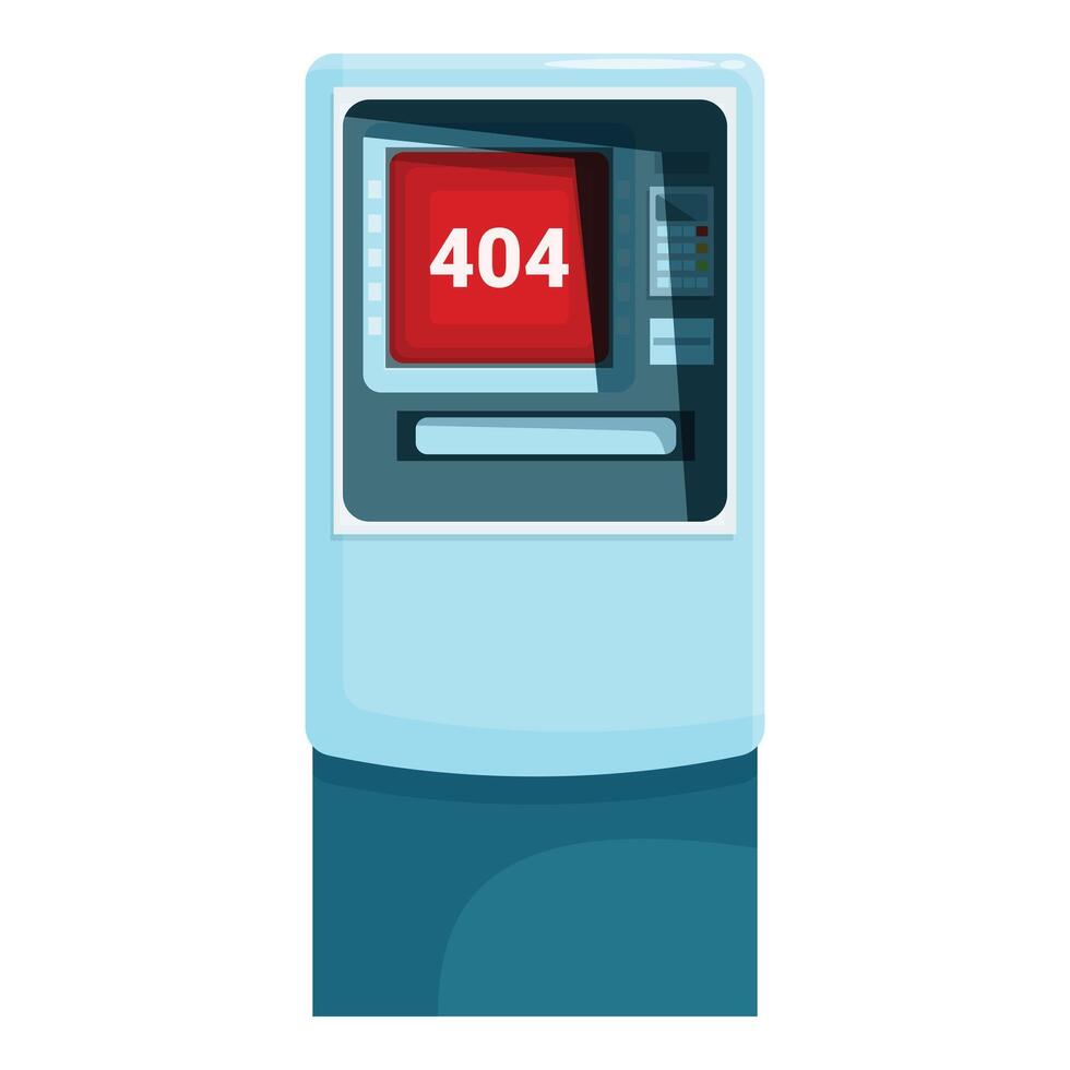 Atm machine showing 404 error message on screen vector