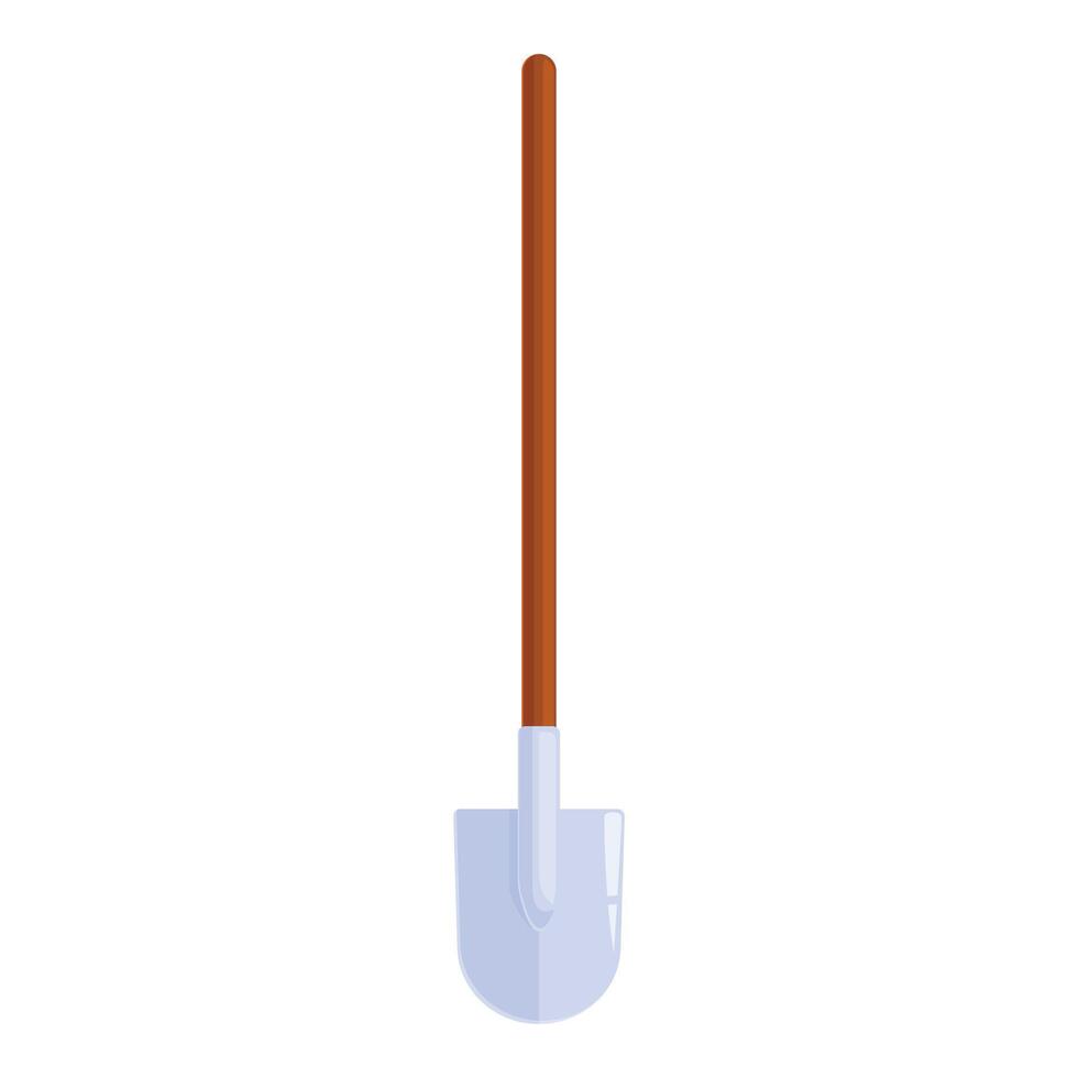 Gardening shovel standing upright with long wooden handle vector