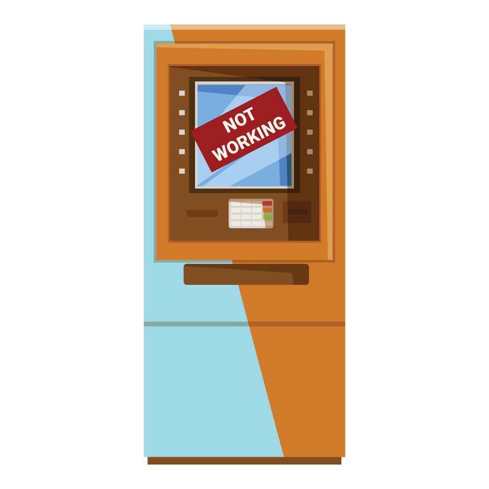 Atm machine not working showing error message on screen vector
