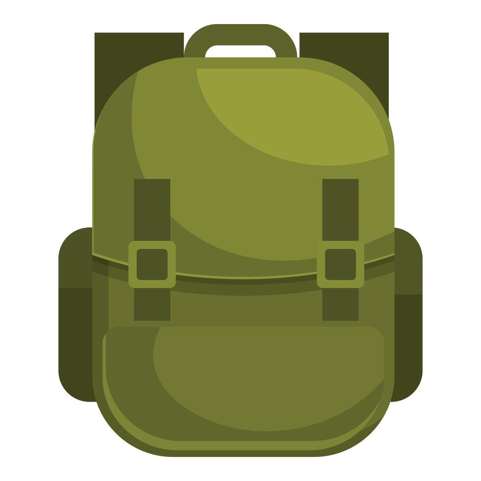 Large empty green backpack standing upright vector