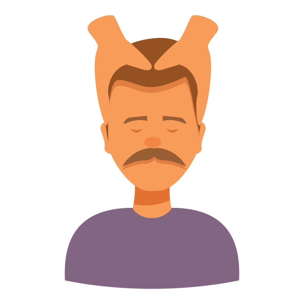 Masseur giving head massage to relaxed man with closed eyes vector
