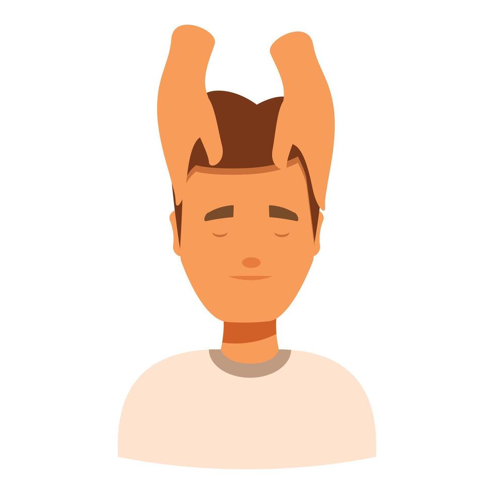 Masseur is giving a head massage to a relaxed client vector