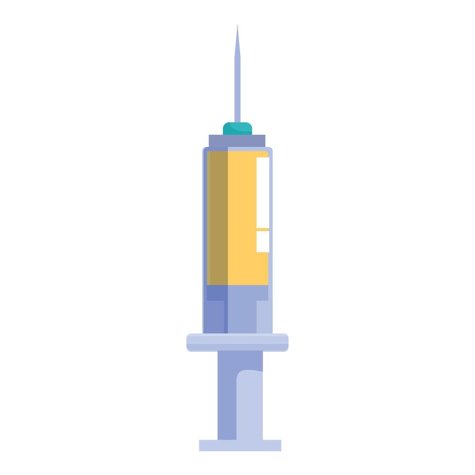 Medical syringe containing yellow liquid for injections vector