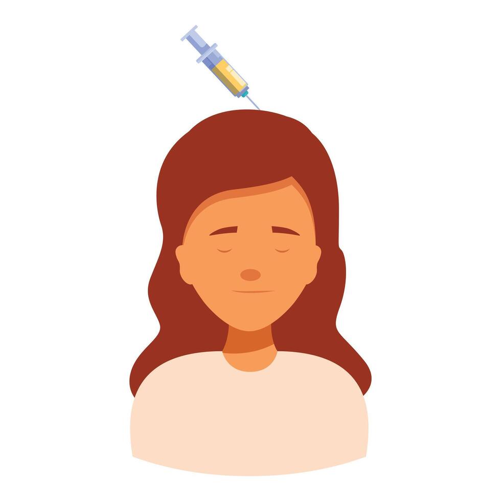 Young woman feeling calm while receiving injection in head vector