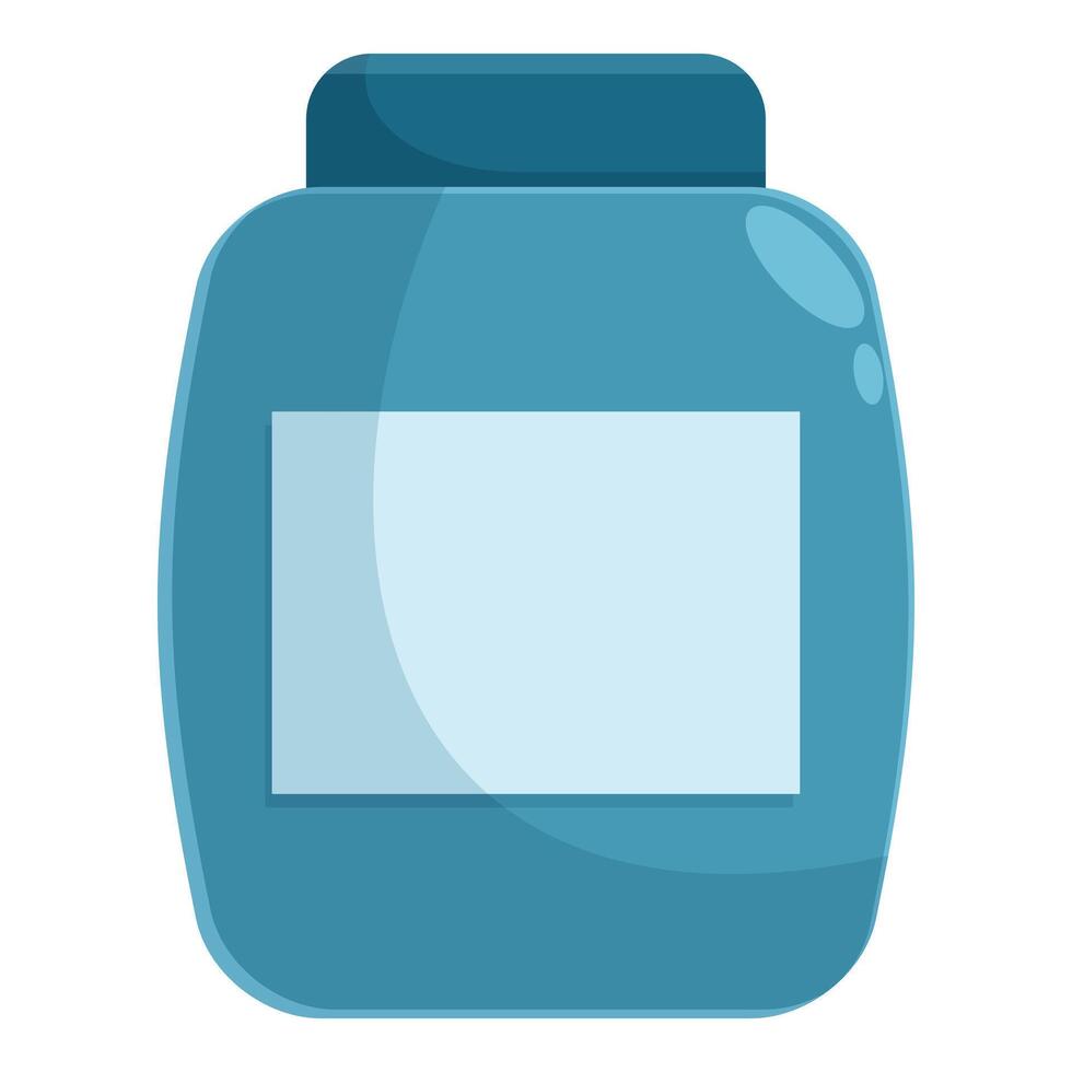 Blue plastic jar with blank label for supplements or vitamins vector