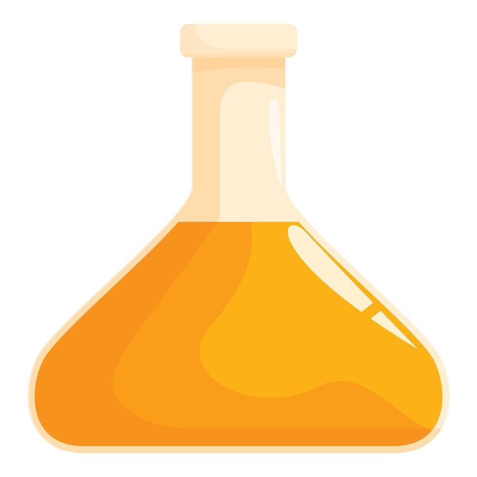 Erlenmeyer flask containing orange liquid for a chemistry experiment vector