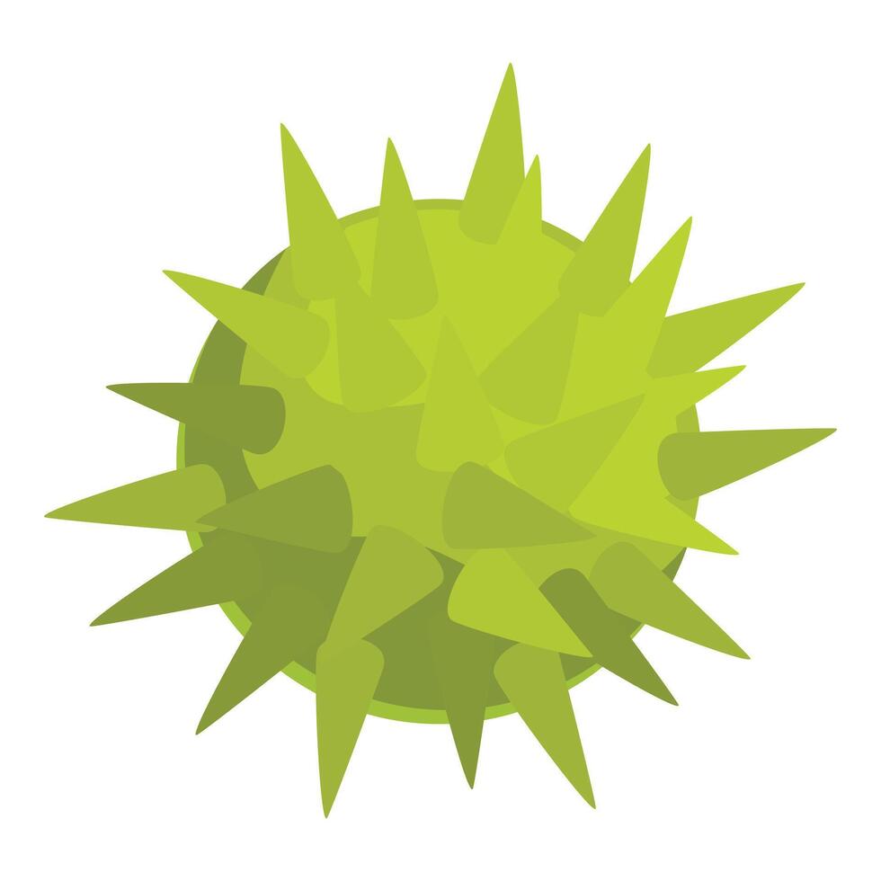Green virus cell with spikes growing on surface vector