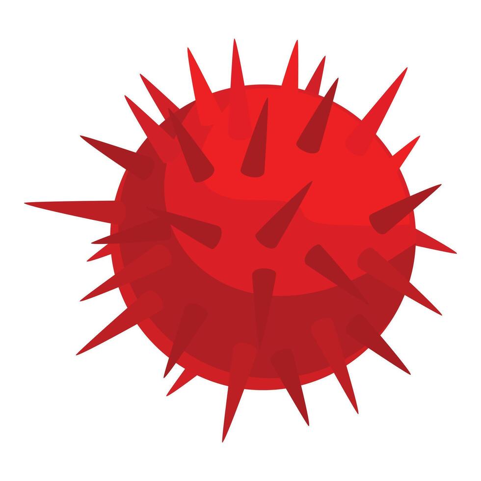 Red virus spore spreading sharp spikes around vector