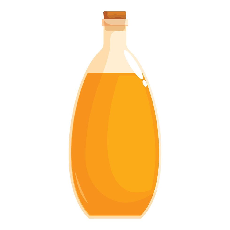 Glass bottle containing orange liquid with cork top vector