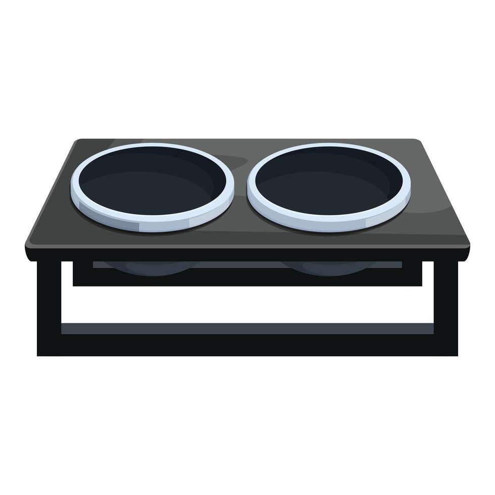 Double pet bowl standing on a raised platform for cats and dogs vector