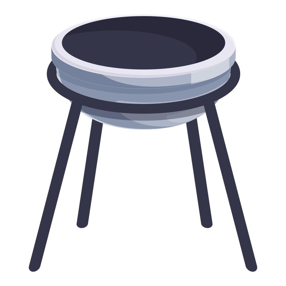 Round brazier standing on three legs for cooking on firewood vector