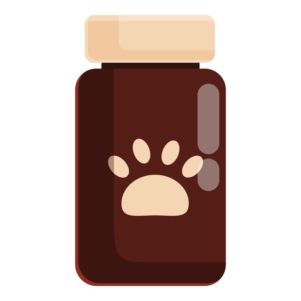 Dark brown bottle featuring paw print for pet medicine vector