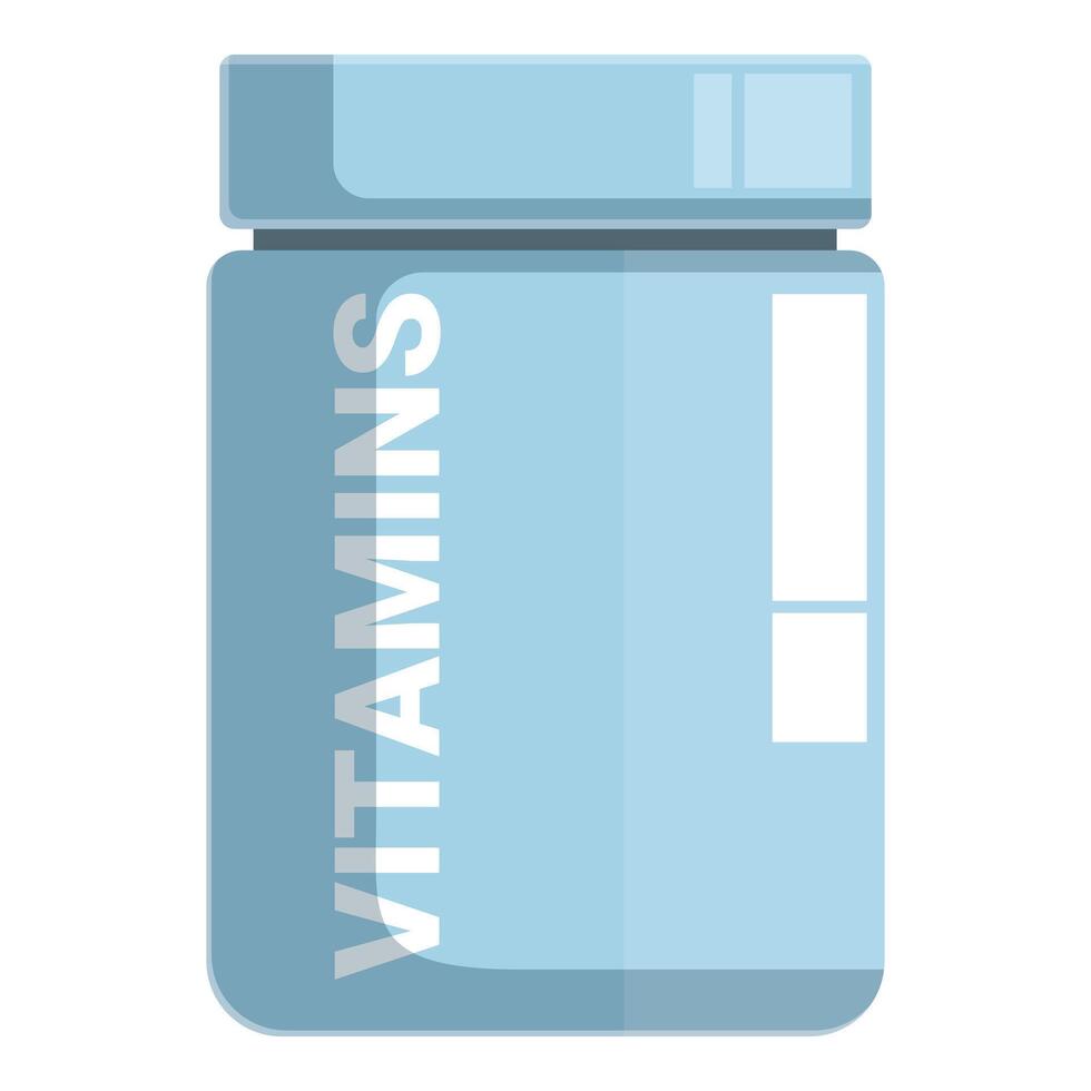 Blue plastic vitamins bottle standing up isolated on white background vector