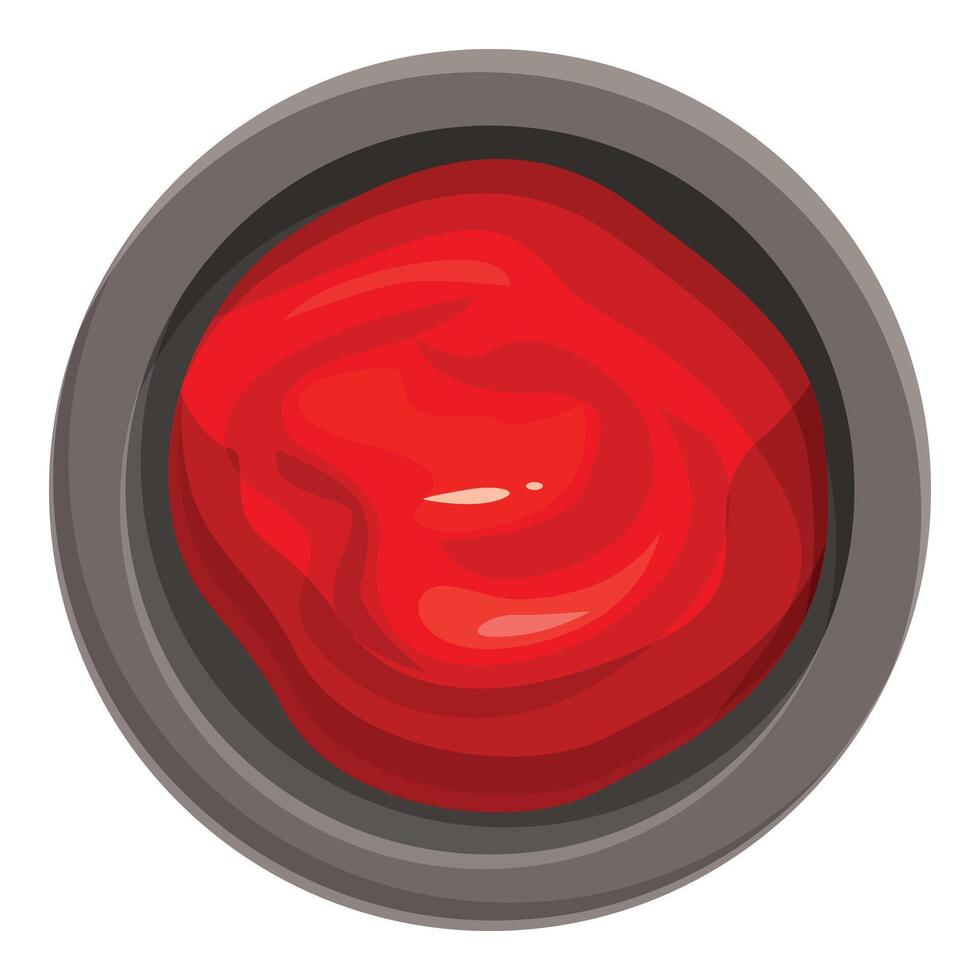 Bowl containing red ketchup sauce condiment vector