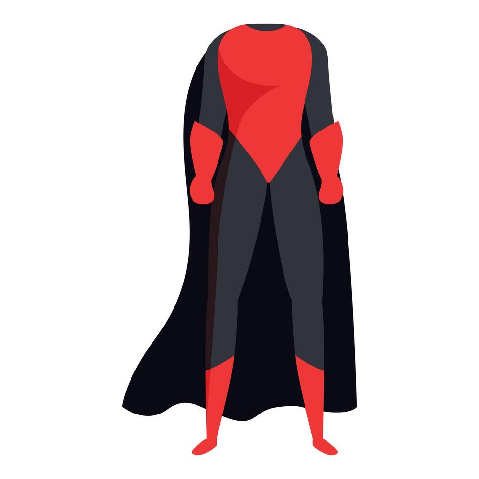 Superhero standing in red and black costume with cape waving vector