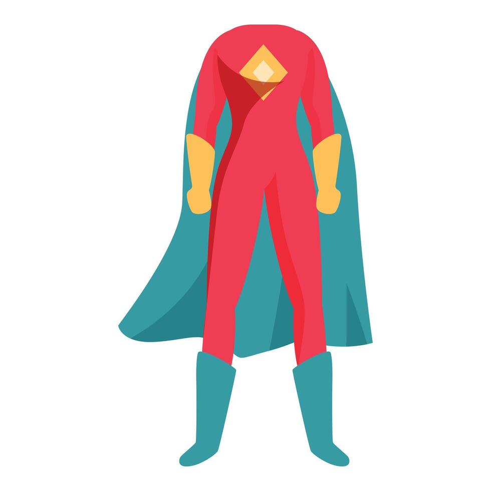 Superhero standing in red and blue costume with cape waving in wind vector