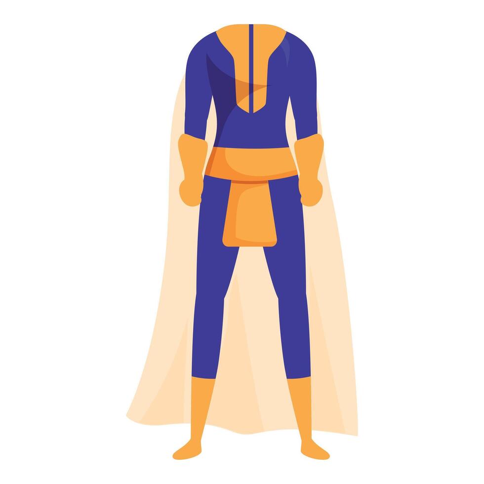 Superhero costume with cape standing upright with clenched fists vector
