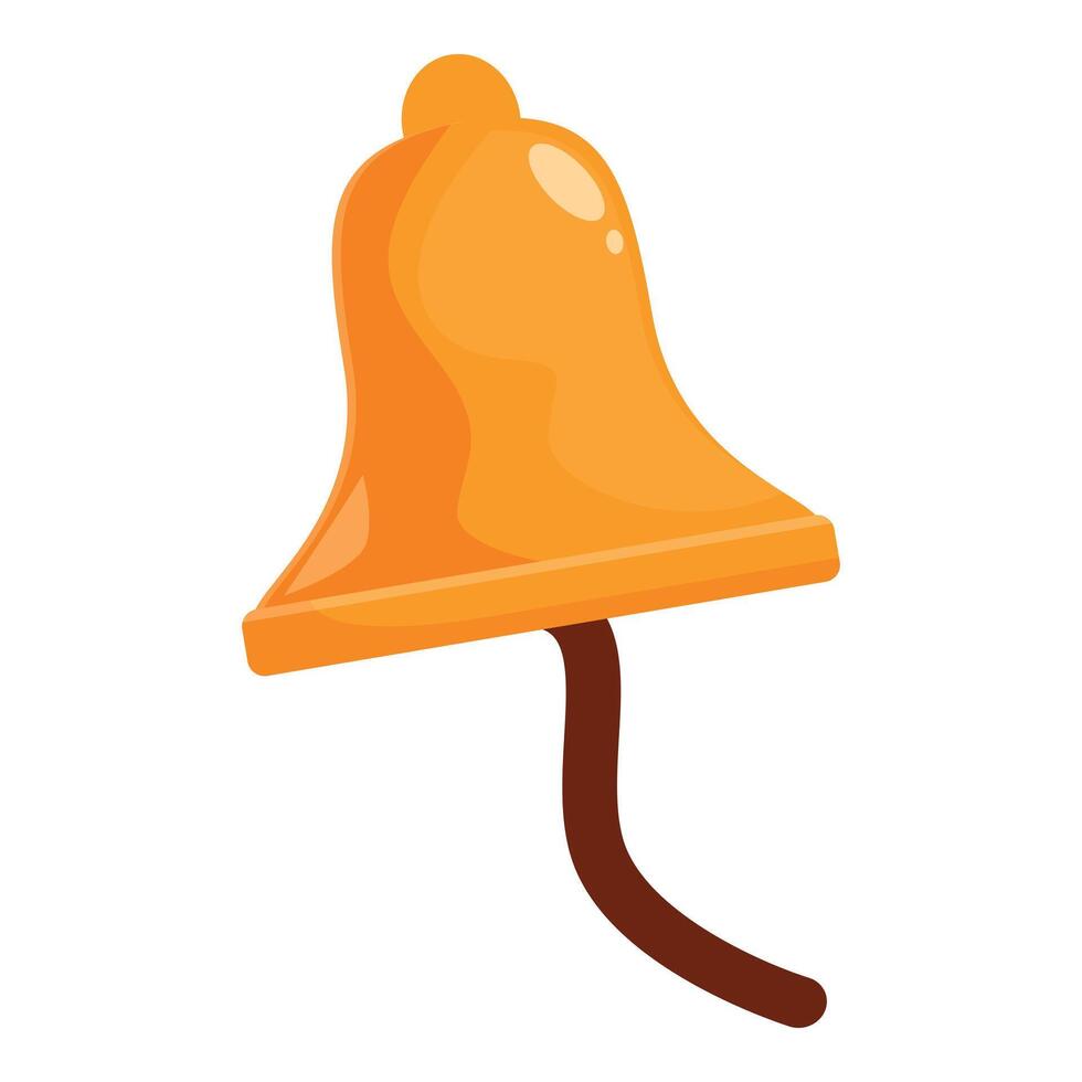 Shiny orange bell announcing important event is ringing with brown handle vector