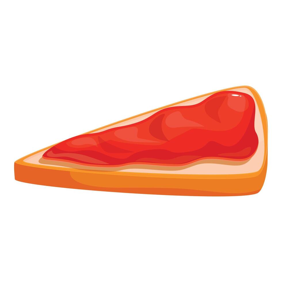 Triangular slice of white bread with red jam vector