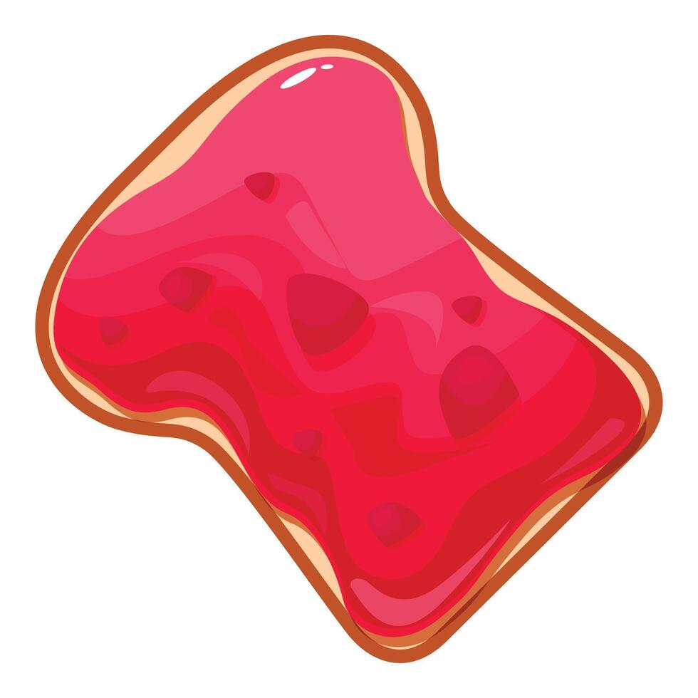 Delicious toasted bread slice covered with raspberry jam for breakfast vector