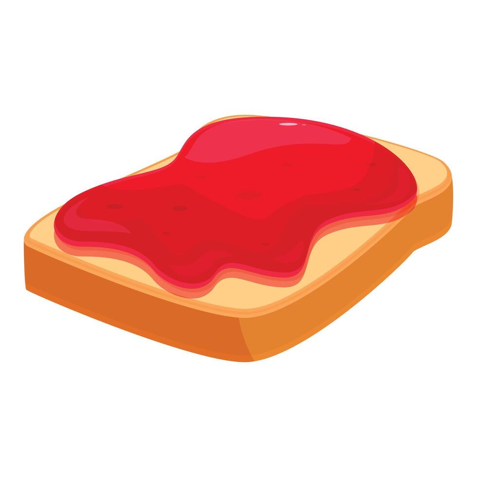 Slice of bread with strawberry jam being spread on top vector
