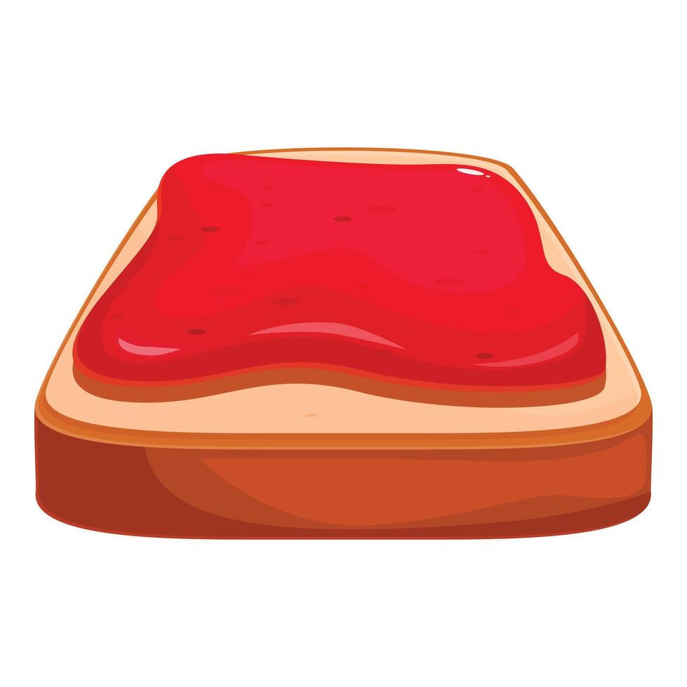 Toasted bread slice covered with strawberry jelly vector