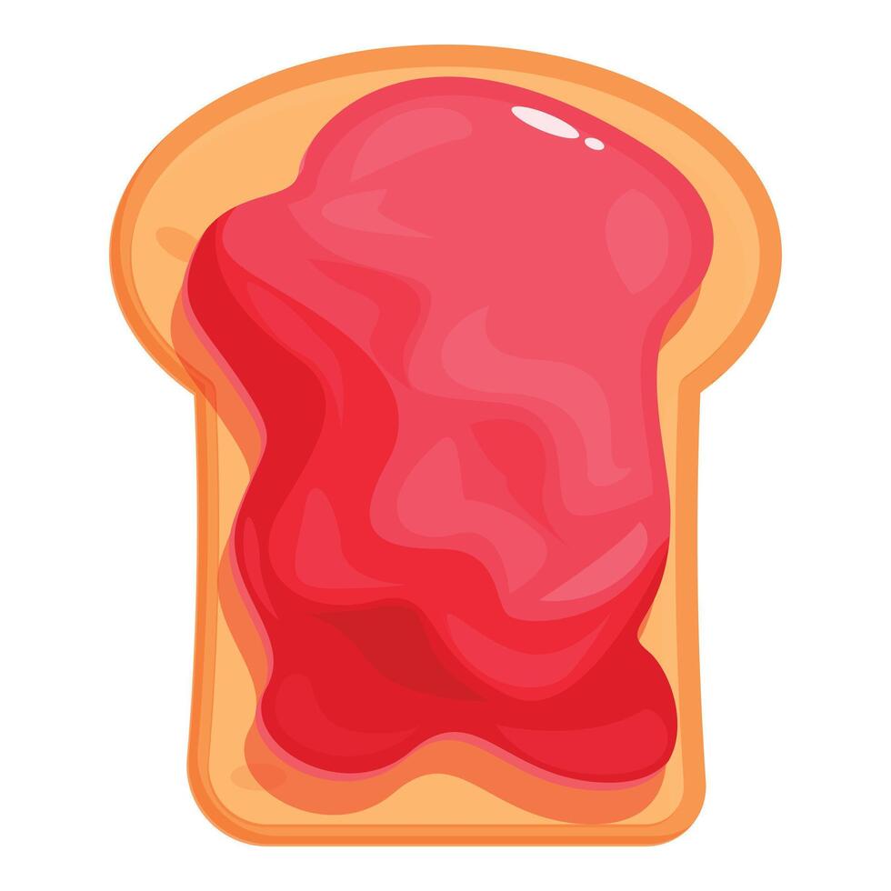 Delicious toast with strawberry jam spreading on top vector