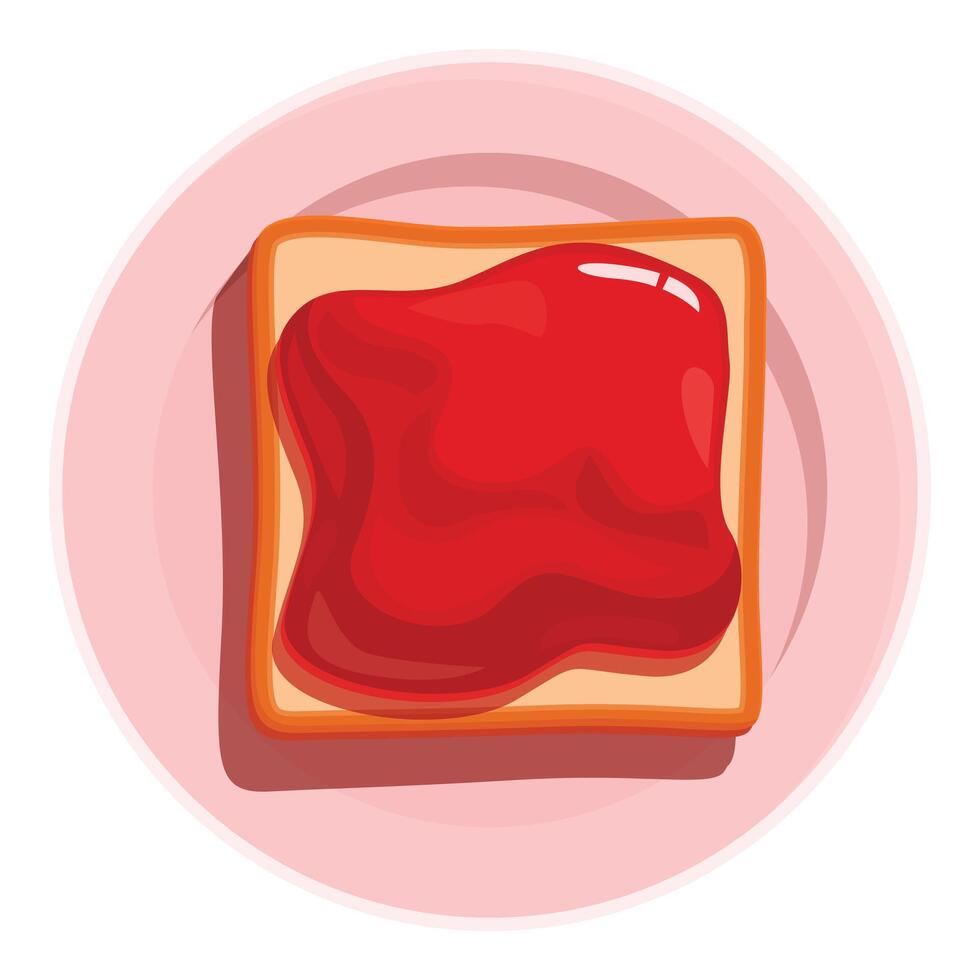 Delicious toast with jam served for breakfast on a pink plate vector