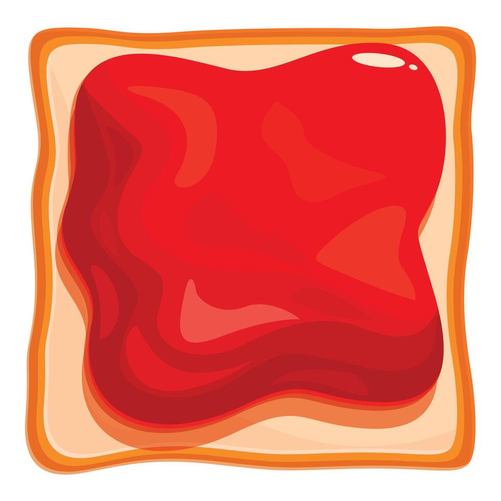 Delicious toast with strawberry jam covering entire surface vector