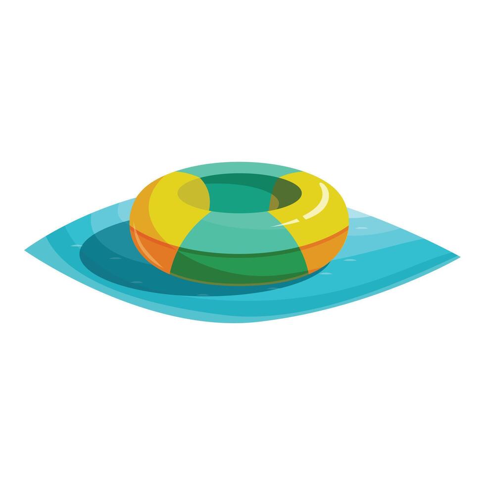 Colorful inflatable ring floating in swimming pool on sunny day vector