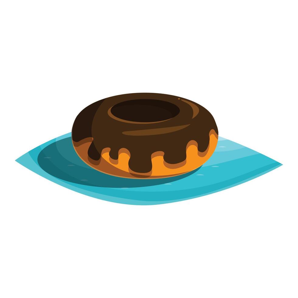 Chocolate donut is lying on a blue napkin vector