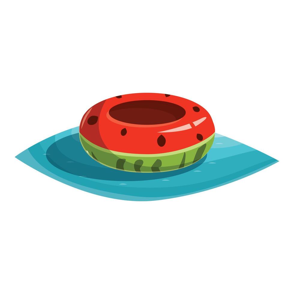 Inflatable watermelon ring floating on water surface vector
