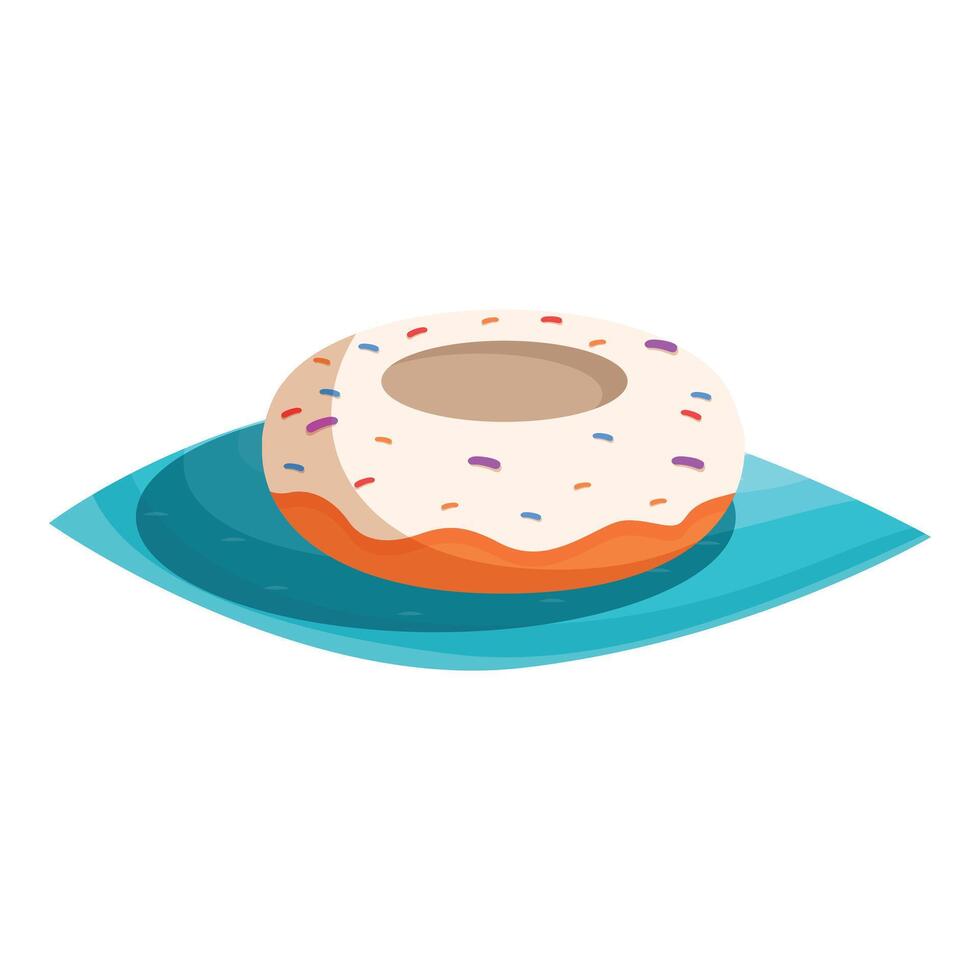 Delicious donut lying on blue napkin with colorful sprinkles vector