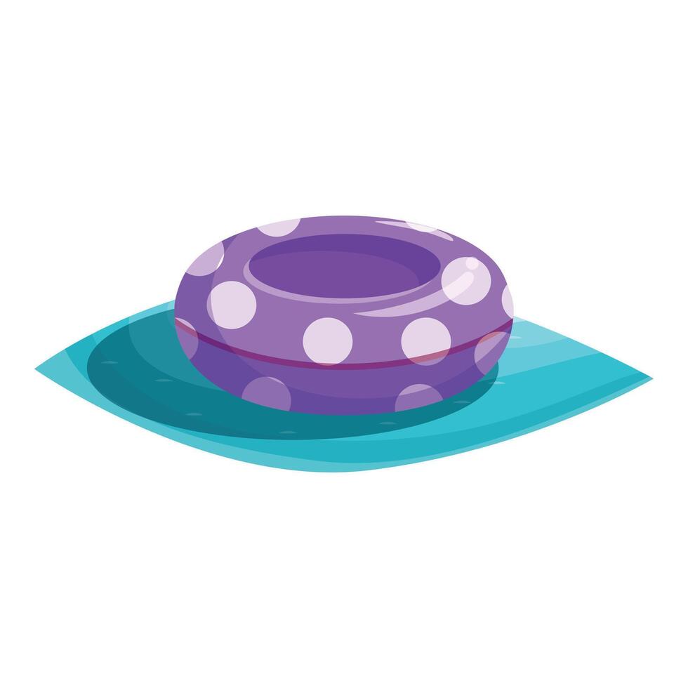 Purple inflatable swim ring floating on water in swimming pool vector