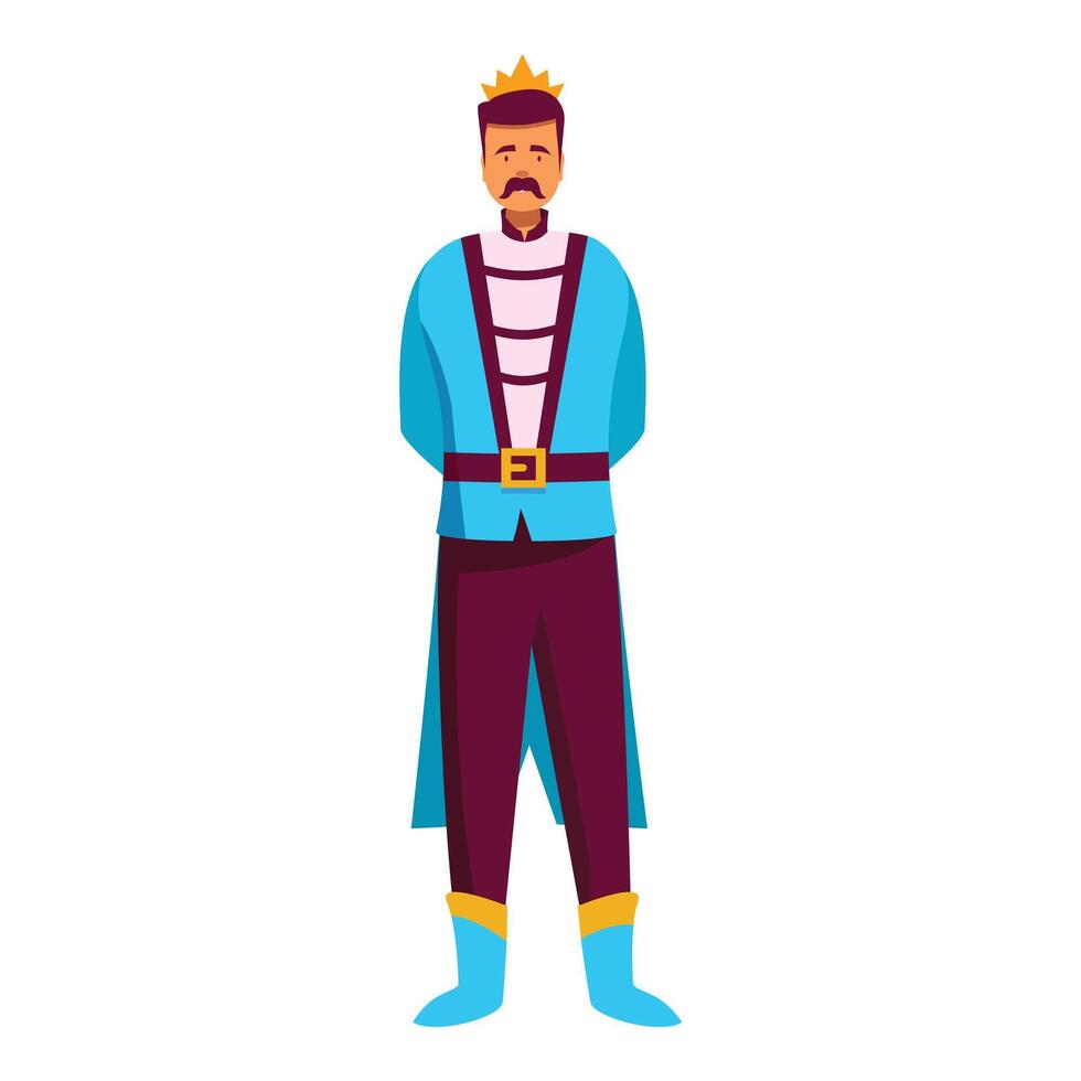 Handsome prince charming standing wearing crown and royal clothes vector