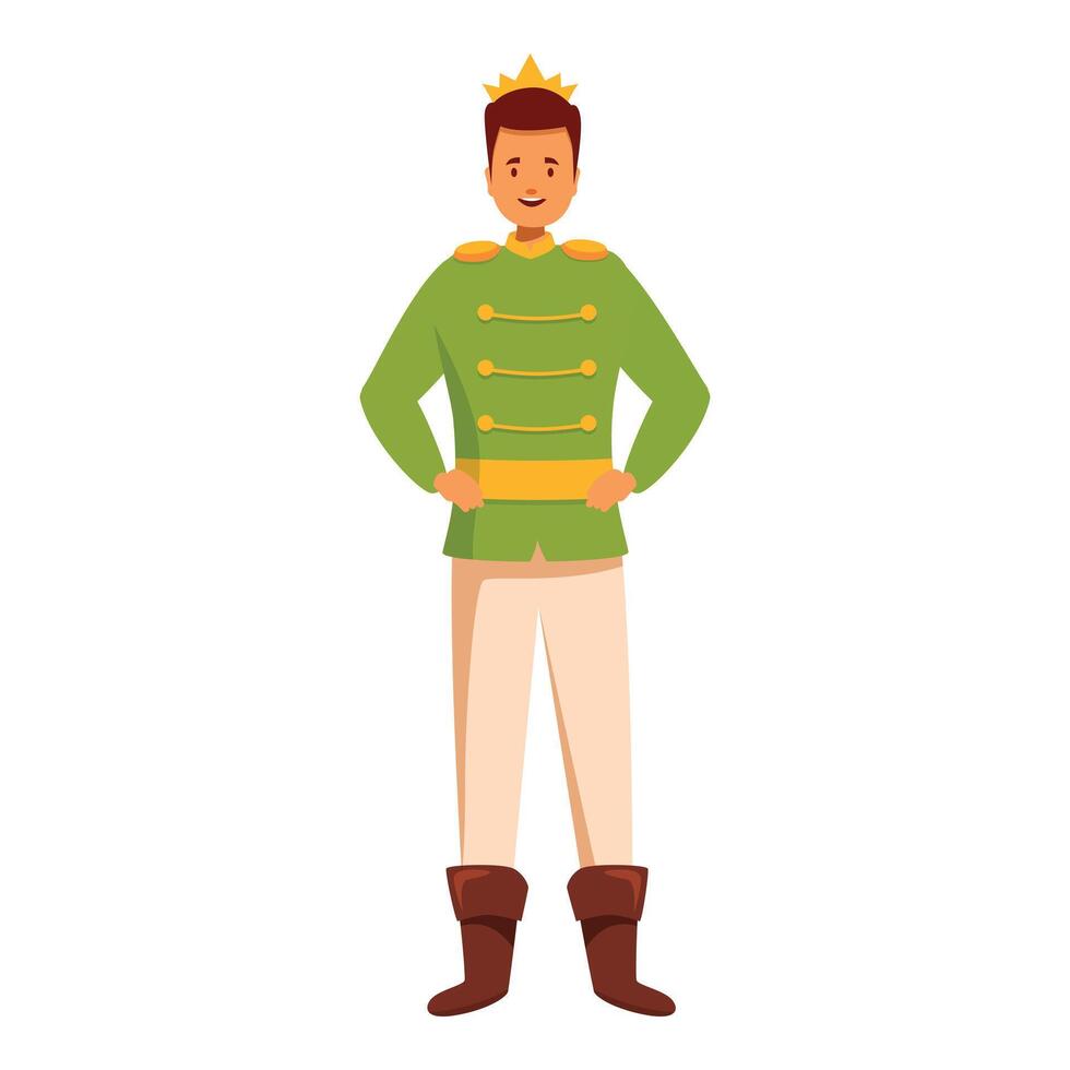 Handsome prince charming standing with hands on hips wearing crown vector