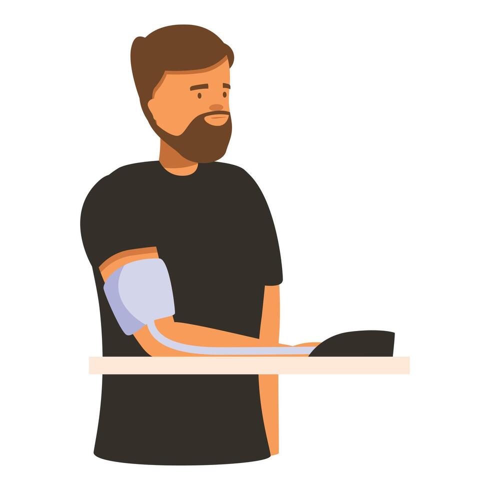 Bearded man checking blood pressure at home vector